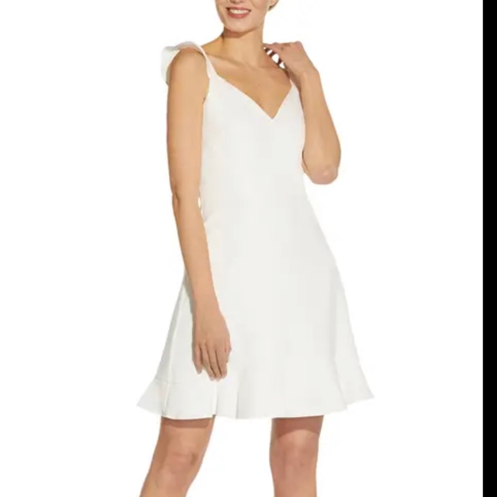 White semi-formal/formal dress: Nordstrom Aidan Mattox ruffle trimmed dress;NWOT